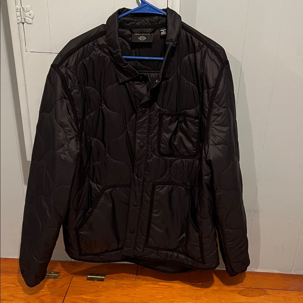 Mens Harley Davidson black quilted jacket size xl